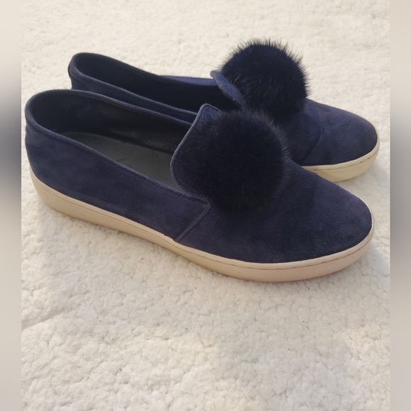 Michael Kors Collection Eddy Pom-Pom Suede Slip-On Sneakers Navy Size 6.5 US - Picture 7 of 16